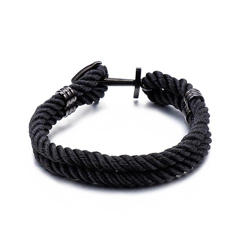 Bracciale Da Uomo In Corda Intrecciata Con Ancora E Fibbia In Acciaio Inossidabile 316L Nautico Sportivo Fatto A Mano