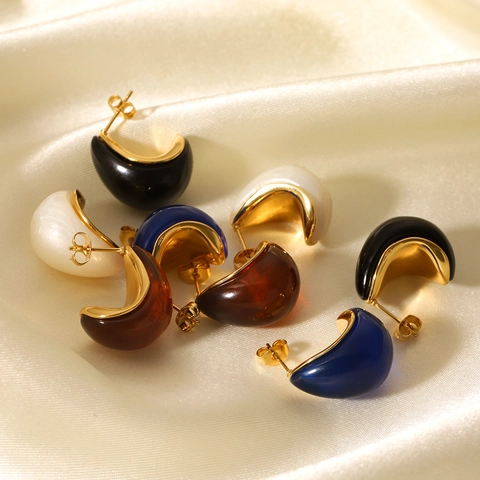Boucles D'oreilles Goutte D'eau En Résine Vintage Style Français Bijoux Minimalistes Pour Femmes Avec Tige En Acier Inoxydable