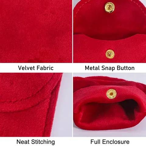 Velvet Jewelry Storage Pouch Snap Button Closure Flip Cover Soft Travel Bag For Rings Necklaces Earrings Portable Packaging