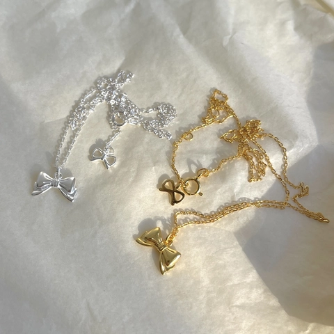 925 Sterling Silber Schleife Halskette Elegante Schleifenanhänger Minimalistischer Süßer Schmuck Im Koreanischen Stil