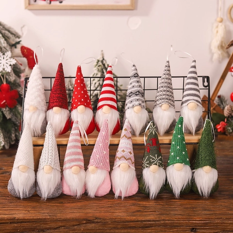 Gnomi di Natale in Maglia Nordica Ornamente Bambola Senza Volto Peluche Tomte Decorazioni Sospese Per Albero Di Natale Casa