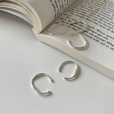 Anello In Argento Sterling 925 Irregolare Linea Semplice Minimalista Trama A Onde Regolabile Gioielli Per Donna Moda