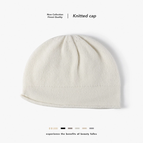Gorro De Punto De Lana Cálido Térmico Invierno Otoño Aire Libre Minimalista Borde Enrollado Color Sólido Suave Unisex