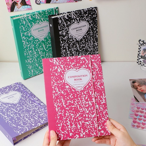 A5 Loose Leaf Photo Album Binder Ring Marble Pattern Elastic Band Closure Star Card Collection Book Decorative For Photocards