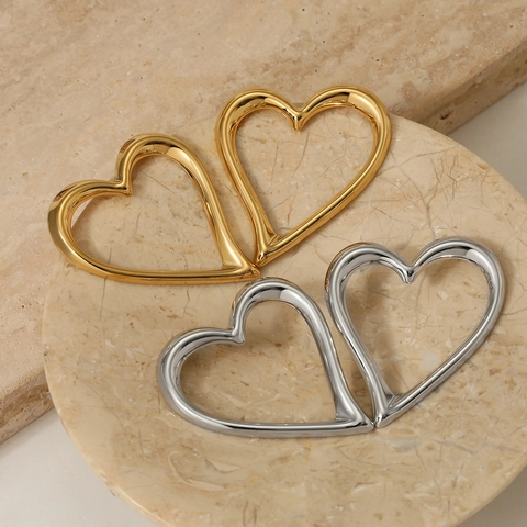 Große Herz Ohrringe Aus Edelstahl Hohl Spiegelpoliert Statement Schmuck Für Damen Wasserdicht Minimalistisch