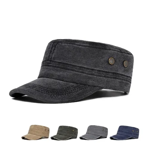 Berretto Militare In Cotone Lavato Per Uomo Stile Vintage Regolabile Traspirante Protezione Solare Tempo Libero Stile Distressed