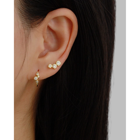Orecchini Huggie Hoop In Argento Sterling 925 Zircone Tondo Geometrico Gioielli Di Moda Delicati Per Donne