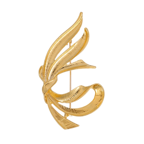 Broche Nœud en Ruban Or Vintage Alliage de Zinc Texture Brossée Élégante Épingle de Costume Accessoire Broche de Mode pour Femme Mariage Fête