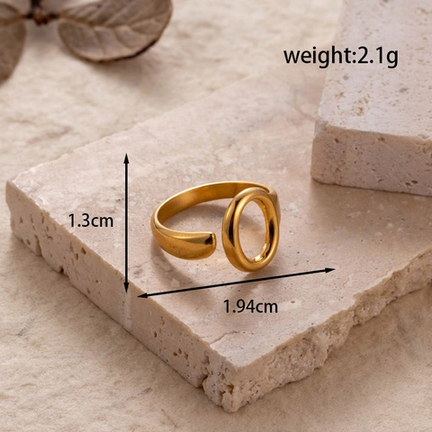 Anelli Aperti Regolabili Geometrici Cavi Ovali Intrecciati Acciaio Inossidabile Gioielli Minimalisti Per Donne