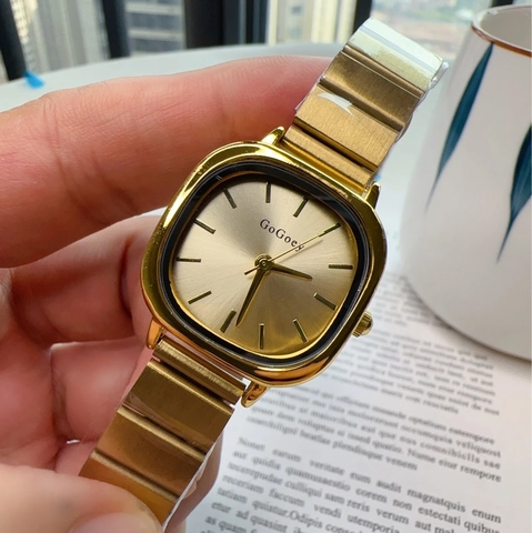 Women Quartz Wristwatch Fashion Square Round Dial Metal Strap Retro Style Gold Silver Plated Analog Watch For Ladies Gift