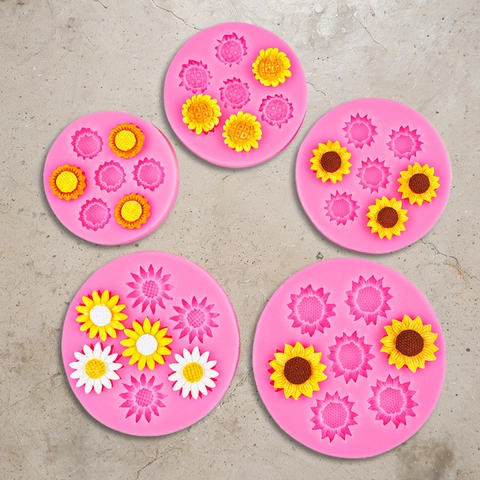 Zonnebloem Madeliefje Siliconen Vormen Fondant Taart Bakken DIY Handgemaakte Kaars Zeep Hars Chocolade Decoratie