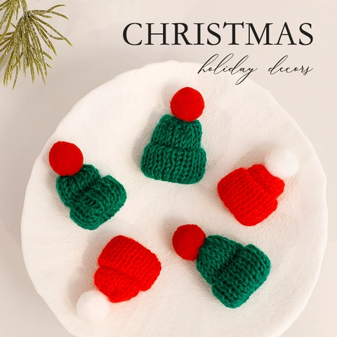 Mini Cappelli Di Natale A Maglia Pom Pon Piccoli Cappelli Di Lana Decorativi Per Accessori Per Bambole DIY
