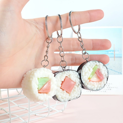 Realistic Simulation Sushi Keychain Japanese Food Model PVC Resin Pendant For Bag Backpack Decoration Mini Toy Accessory