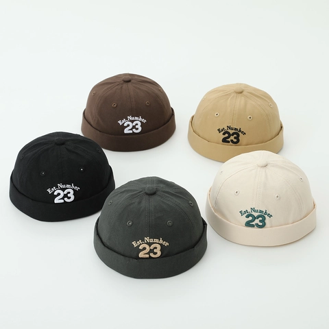 Kids Docker Hat Brimless Cotton Miki Cap Letter Embroidery Retro Hip Hop Style Adjustable For Boys Girls