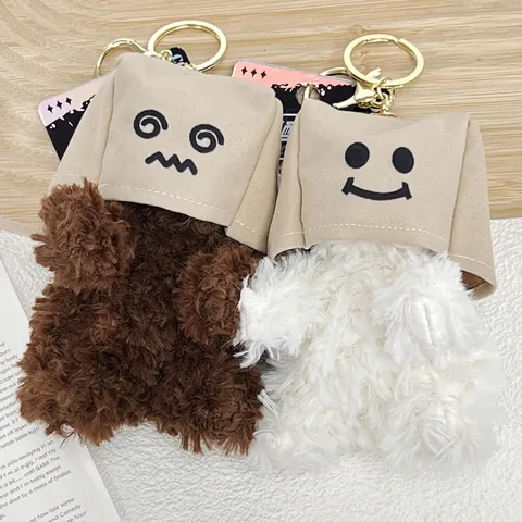 Portatachiavi Cane Di Peluche Pendente Per Borsa Cartone Animato Westie Cucciolo Gatto Ansia Sociale Espressione Divertente