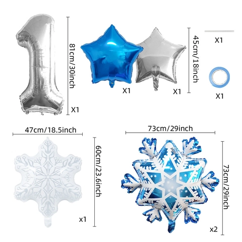Schneeflocke Nummer Ballon Set Silber Blau Folie Mylar Sterne Winter Geburtstag Party Dekoration Foto Requisiten