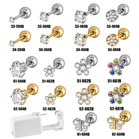 Einweg Ohrlochstechpistole Mit 316L Edelstahl Zirkon Blumen Schmetterling Ohrringen Steriles Schmerzfreies Sicherheitsgerät