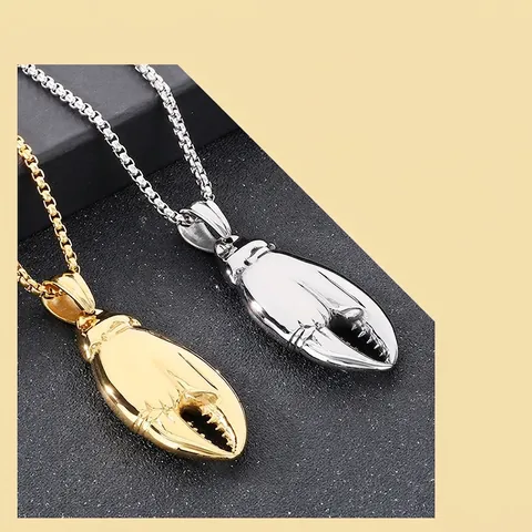Krebszange Anhänger Halskette 316L Edelstahl Punk Gothic Retro Bionischer Tierschmuck Für Herren