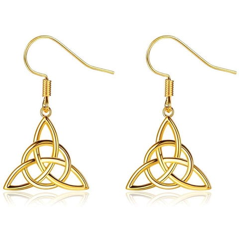 925 Sterlingsilber Keltischer Knoten Triquetra Ohrhänger Vintage Dreieck Geometrische Hängeohrringe Für Damen Mode Schmuck
