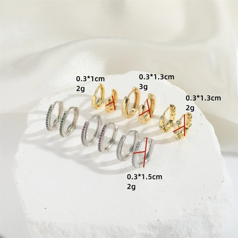 Orecchini a Cerchio in Rame Vintage Con Zirconia per Donna Fibbia per Orecchio Circolare Geometrica Gioielli Alla Moda