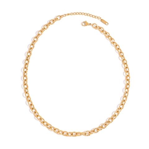 Halskette Aus 18K Vergoldetem Edelstahl Für Damen Gedrehte Textur Kette Modern Klassisch Geometrischer Schmuck Wasserdicht