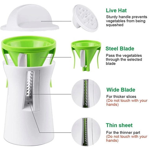 Vegetable Spiral Slicer Manual Handheld Cutter With Stainless Steel Blades Plastic Spiralizer For Carrots Cucumbers Kitchen Tool