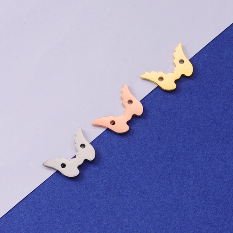 Connecteur De Pendentif Ailes D'Ange Acier Inoxydable 304 Poli Miroir Double Trou Accessoires De Bijoux DIY Tendance