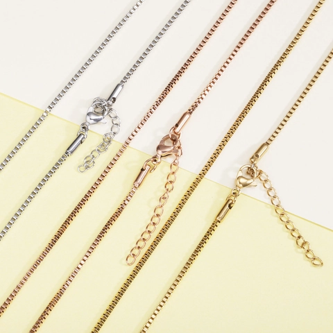 Stainless Steel Box Chain Necklace Adjustable Link Necklace With Lobster Clasp Extension Chain For Women Men Plated Jewelry