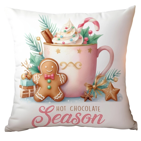 Weihnachts Kissenbezug Rosa Aquarell Weihnachtsmann Schneemann Kurzplüsch Quadratisch Feiertags Deko Weiche Kissenhülle