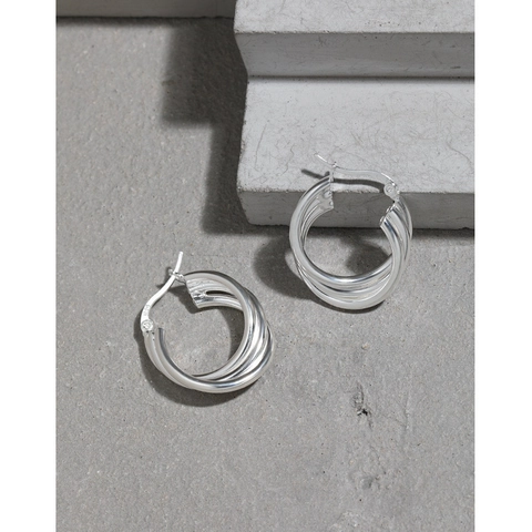 Geometric Multi Layer Line Hoop Earrings 925 Sterling Silver Minimalist Chic Jewelry Gift For Women