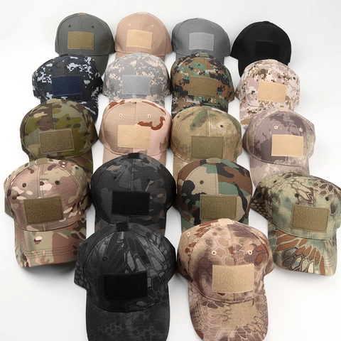 Tactical Baseball Cap Camouflage Military Hat Polyester Cotton Ripstop Adjustable Velcro Patch Area For Outdoor Sports