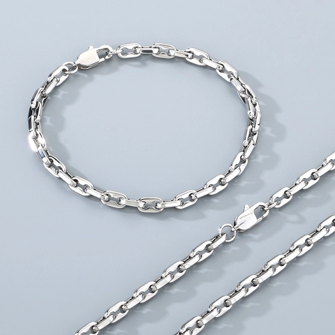 Minimalistische Roestvrijstalen Koffieboon Mariner Ketting Voor Heren Dames Unisex Punk Niche High End Lip Schakelketting Armband Sieraden