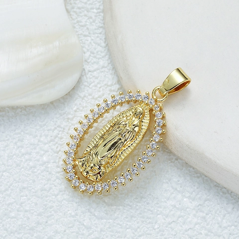 Colgantes Religiosos Joyería Latón Chapado Oro Micro Pavé Circonita Virgen De Guadalupe San Judas Santa Muerte Dijes DIY