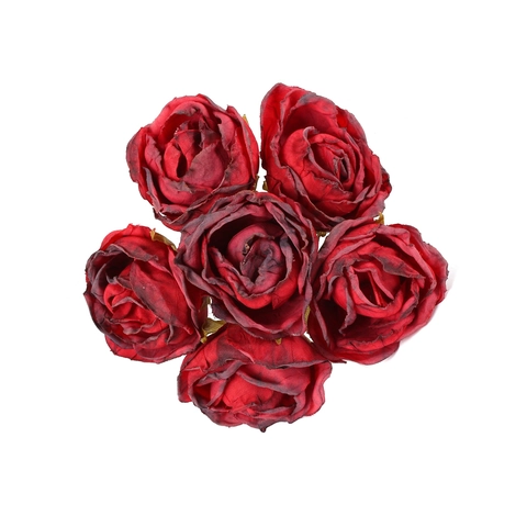 Artificial Rose Bouquet Satin Cloth Realistic Retro Burnt Edge Vintage Wedding DIY Decoration Photography Prop
