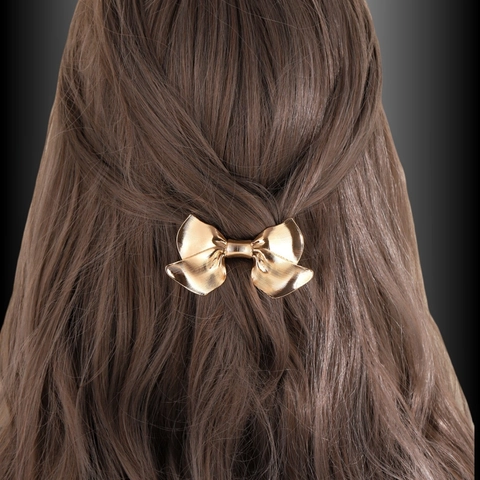 Eleganter Metallbogen Haarclip Zinklegierung Texturierte Haarspange Federclip Für Frauen Französischen Retro Stil