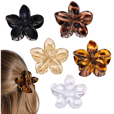 Flower Hair Claw Clips Resin Plastic Gradient Matte Marble Pattern Beach Summer Vacation Bohemian Accessories For Women