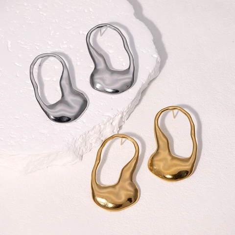 Pendientes De Forma Líquida Fundida Irregular Acero Inoxidable Geométrico Abstracto Minimalista Diseño De Nicho Para Mujeres