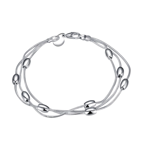 Multilayer Copper Snake Chain Bracelet With Glossy Olive Beads Silver Gold Plated Fashion Jewelry For Women Elegant Hand Chain