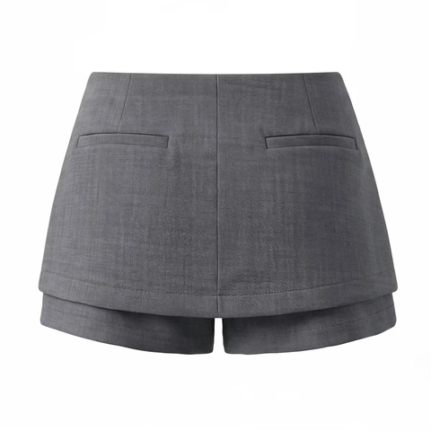 Women Skort High Waist A-Line Short Skirt Shorts With Side Buttons Polyester Rayon Suit Fabric Sexy Streetwear