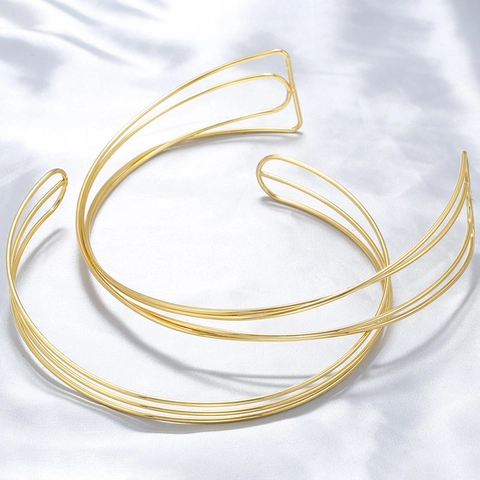 Minimalist Stainless Steel Choker Necklace For Women Geometric Multi Layer Hollow Cross Open Collar Neck Ring Jewelry Gift