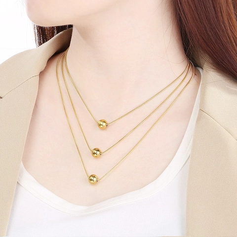 Collana Multistrato In Acciaio Inossidabile Con Perline Rotonde E Künstliche Perle Gioielli Minimalisti Eleganti Da Donna