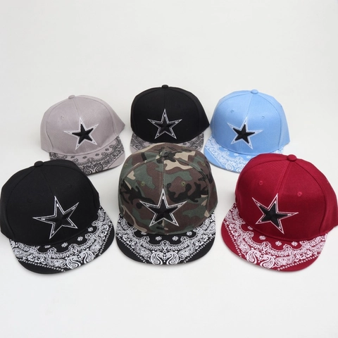 Snapback Pet Platte Rand Polyester Ster Borduursel Paisley Print Street Hip Hop Stijl Zonbescherming