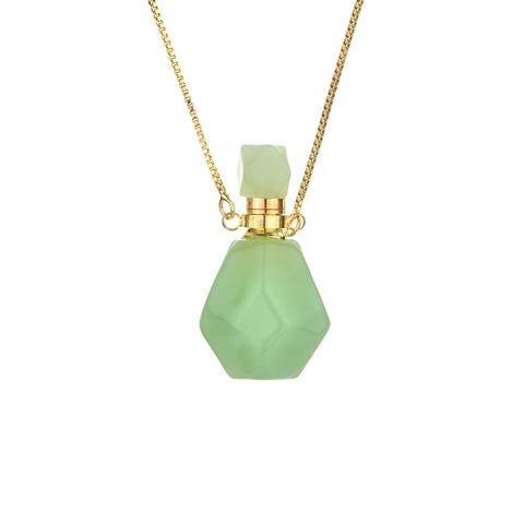Perfume Bottle Pendant Necklace Natural Crystal Gemstone Essential Oil Diffuser Aromatherapy Jewelry Box Chain For Women