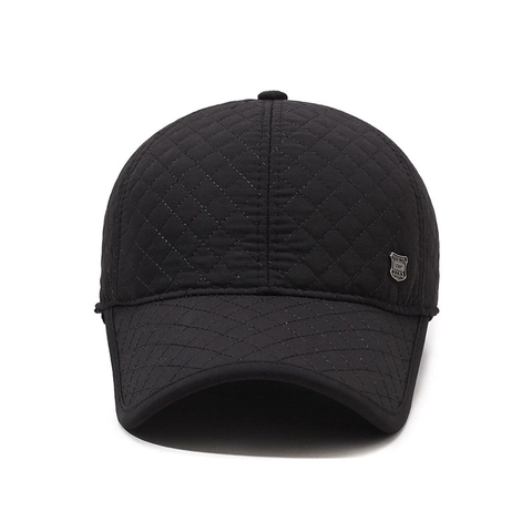 Cappello Da Baseball Uomo Inverno Trapuntato Antivento Caldo Protezione Orecchie Regolabile Logo Metallo Sport All'Aperto