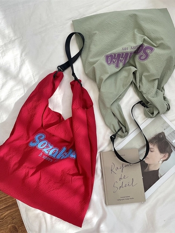 Waffelstruktur Tote Bag Große Kapazität Polyester Schulterhandtasche Mit Buchstabendruck Lässige Umhängetasche Für Damen