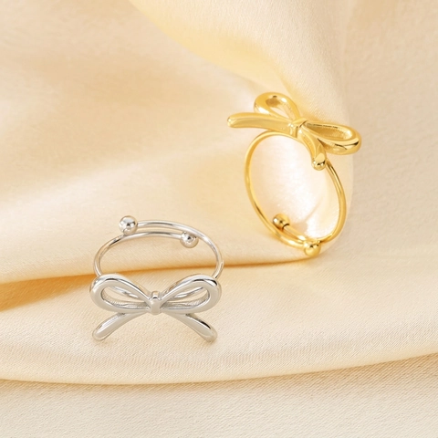 Minimalistischer Schleife Ring 316L Edelstahl Verstellbarer Offener Fingerring Für Damen Eleganter Modeschmuck
