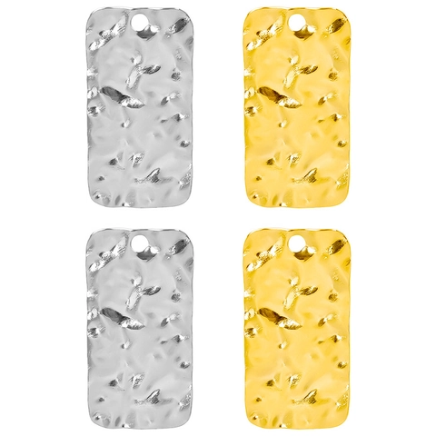 Ciondolo Rettangolare In Acciaio Inossidabile Texture Martellata Effetto Acqua Accessorio Gioielli Di Moda