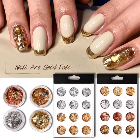 Nail Art Foil Flakes Aluminum Metallic Ultra Thin High Shine Mixed Colors DIY Decoration Manicure Sparkle Accessories