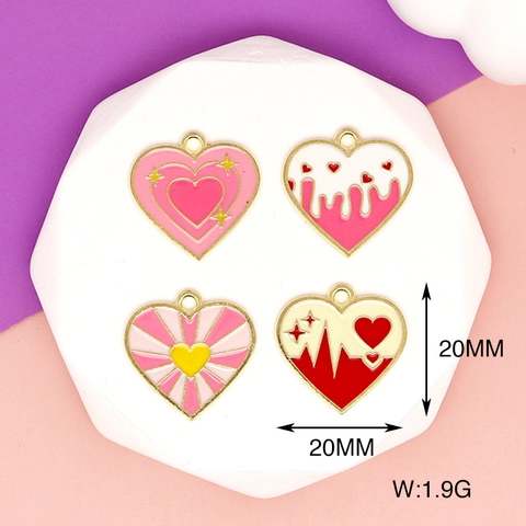 Ciondoli Cuore Rosa Dolce Smalto Lega DIY Creazione Gioielli Collane Portachiavi San Valentino