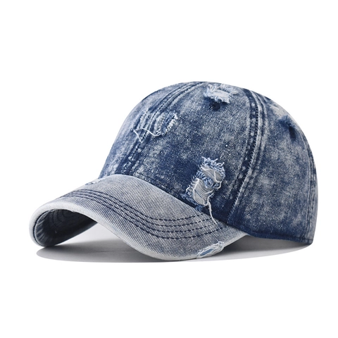 Cappello Da Baseball In Denim Distressed Lavato Strappato Vintage Regolabile Protezione Solare Esterno Per Uomini E Donne